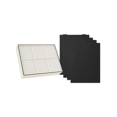 Imagem de Nispira Filtro HEPA True (pequeno) com 4 filtros pré-carbono compatíveis com modelos de purificador de ar Whirlpool Whispure AP150, AP250, AP25030K, APR25530L, APR25130L; em comparação com a peça 1183051 1183051K Filtro pequeno – Tamanho 40,64 x 28,2 cm 5 cm. 1 conjunto