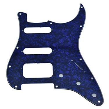 Imagem de KAISH 11 furos American Modern Strat Style HSS Pickguard 3 parafusos de canto redondo Humbucking montagem para Stratocaster/Strat Blue Pearl