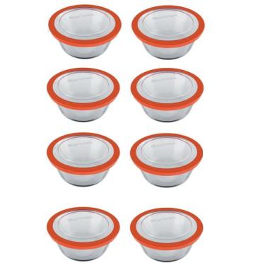 Imagem de Kit 8 Tigelas Marinex Refratário Redondo Vidro C/ Tampa 2,4L - Nadir F