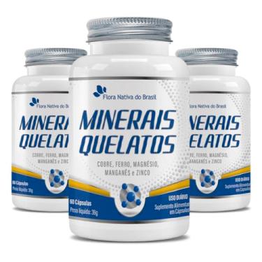 Imagem de Minerais Quelatos (Cobre, Ferro, Magnésio, Manganês e Zinco) Kit 3x 60 Cápsulas Cada - Flora Nativa do Brasil