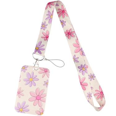 Imagem de Juanooo Porta-crachá de identificação de margarida fofo cordão para mulheres e homens professores para crachá de identificação e chaves, etiqueta de nome, suporte de identificação escolar escolar