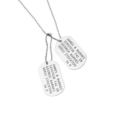 Imagem de Octjewty James B Barnes Colar de identificação militar clássico de duas peças com pingente do exército da Segunda Guerra Mundial Fantasia Cosplay, Small, Aço inoxidável, Sem Pedra Preciosa