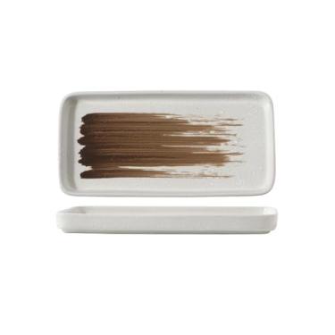 Imagem de Prato de cerâmica japonês simples, requintado e criativo para restaurante prato de sushi de fundo plano comercial - pincel branco marrom