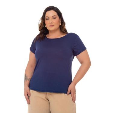 Imagem de Blusa Feminina Plus Size Soltinha De Malha - GATTA FASHION, Azul lisa,