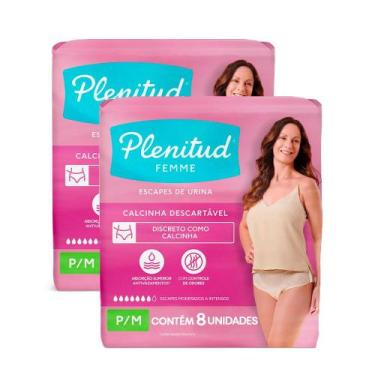 Imagem de Kit 2 Roupa Íntima Plenitud Femme Tamanho P/M com 8 Unidades