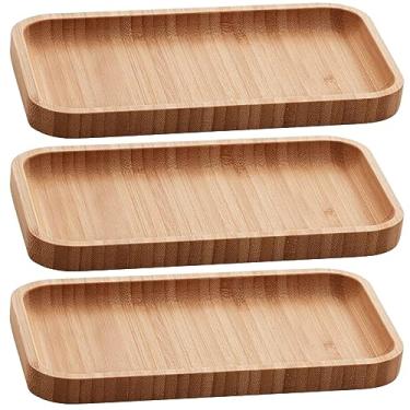 Imagem de Kit 3 Bandejas de Bambu Retangular para Cozinha 20x10cm Petisqueiras Multiuso Hire Lyor