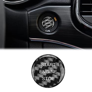 Imagem de SUNJIKA Compatível com tampa do botão de parada de partida do motor de fibra de carbono Botão de partida com um clique para Jeep Charger Challenger Durango Grand Cherokee 2015 2016 2017 2018 2019 2020