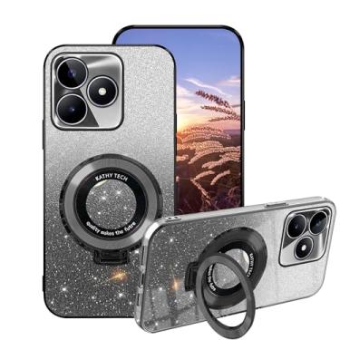 Imagem de Capa para Realme Note 50 capas de silicone com suporte de anel, revestimento para Realme Note 50 capa de telefone com glitter transparente camada dupla removível TPU macio à prova de choque capa fina