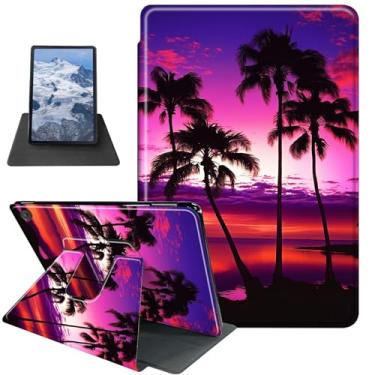 Imagem de Capa para tablet Kindle Fire HD 8 e Fire HD 8 Plus (versão 2024/2022/2020) Capa protetora com suporte giratório de 360 graus de plantas tropicais com suporte giratório de 360 graus com hibernar