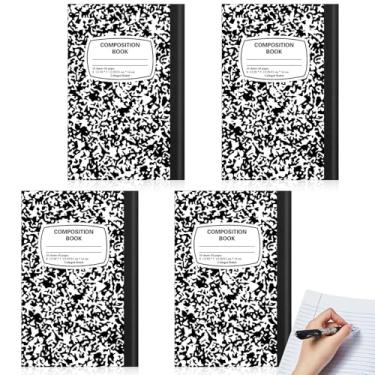 Imagem de Gersoniel 4 cadernos de composição para canhotos pequenos A5, cadernos de composição pautados em mármore universitário, diário de 21 x 14,8 cm, presente de volta às aulas para estudantes de esquerda