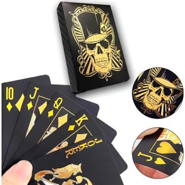 Imagem de Baralho Premium Caveiras Douradas 52 cartas À Prova D'água - marca