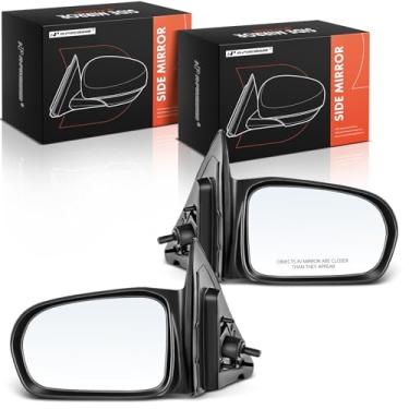 Imagem de A-Premium Par (2) Espelho retrovisor manual do lado do motorista e do passageiro compatível com Honda Civic 2001 2002 2003 2004 2005 - espelho retrovisor externo preto não aquecido, não dobrável, pode