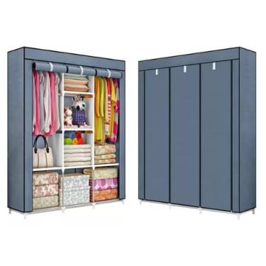 Imagem de Organizador de roupas portátil dobrável de alta capacidade Fácil de montar(Azul)