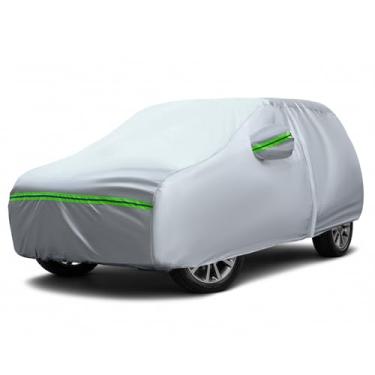 Imagem de AUQDD Capa de carro SUV premium de 6 camadas à prova d'água para todos os climas, à prova de intempéries, proteção solar, neve, poeira, tempestades, exterior externo, personalizado, ajuste personalizado, capa de carro totalmente acolchoada com alças 525 a 547 cm K10