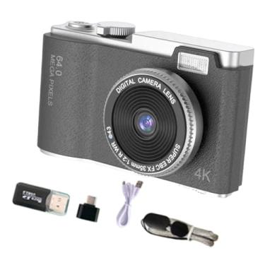 Imagem de AsrMyjcx Câmera digital compacta infantil 4K HD 48MP, acessórios multifuncionais para gravação de vídeo, tela giratória de 4,6 x 2,5 x 1,1 polegadas, Preto