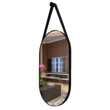 Imagem de Espelho Oval Moderno Lavabo + Suporte - Landi, Preto