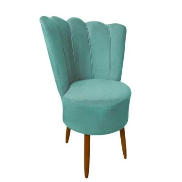 Imagem de Cadeira Poltrona Decorativa Pétala Veludo Luxo Premium Pés Retrô Palit