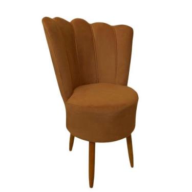 Imagem de Cadeira Poltrona Decorativa Pétala Veludo Luxo Premium Pés Retrô Palit