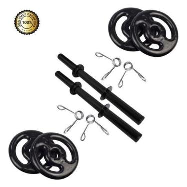 Imagem de Kit Par De Halter 40Cm Com 8Kg Anilhas Para Musculação