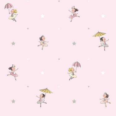 Imagem de Papel De Parede Treboli Rosa Bailarinas 5822 - Rolo 10m X 0,53m
