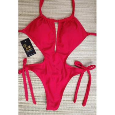 Imagem de Maiô de banho Fio Dental com busto decotado BM BEACH, Vermelho, M