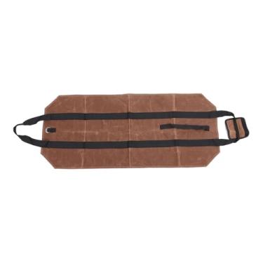 Imagem de Log de lona encerada Bolsa de transportador de madeira para lenha para lenha pesada Organizador de armazenamento portátil resistente à água para camping de lareira ao ar livre use (Café)