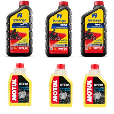 Imagem de Kit Troca De Óleo Ipiranga 10W30 3 Litros Semisssintético Cb600 Hornet Cb650 Cbr650 + 3L Aditivo Motocool Motul