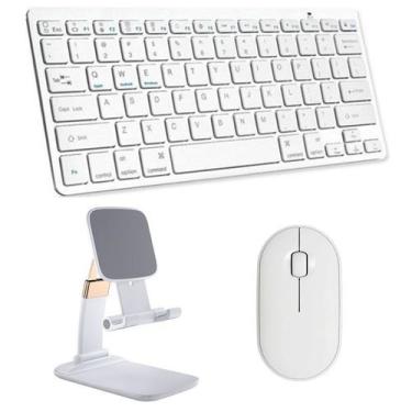 Imagem de Teclado e Mouse Bluetooth, Suporte para iPad 5 e 6 - 9,7"  Branco - Sk