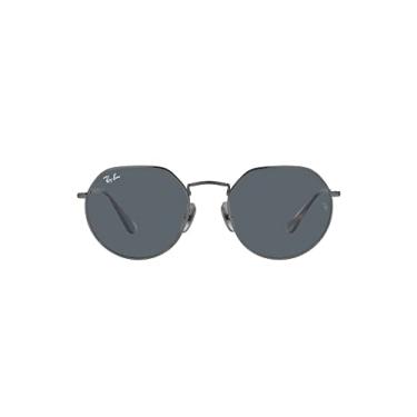 Imagem de Ray-Ban Rb8165 Jack Titanium Round Óculos De Sol, Gunmetal/Azul, 53 Mm