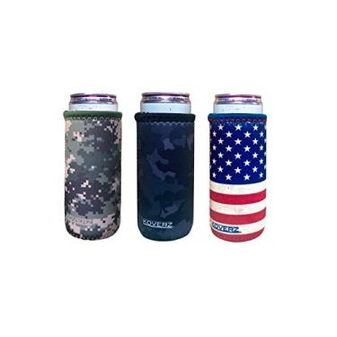 Imagem de Mini Koverz – lata de neoprene #1, garrafa, isolamento térmico de lata fina para garra branca, realmente, Michelob Ultra – Escolha seus estilos!, USA & Camo 3-Pack, 3