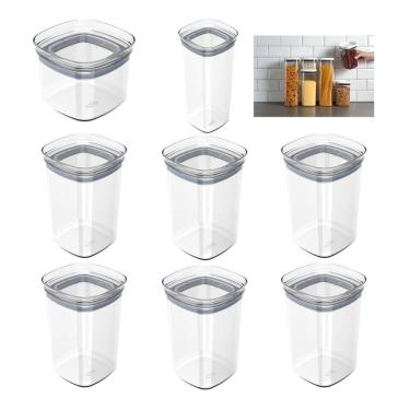 Imagem de Kit 8 Pote Hermético Organizador Cozinha Mantimentos Block