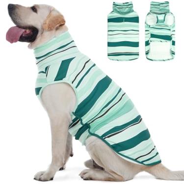 Imagem de ROZKITCH Suéter listrado para cães com orifício para trela, confortável para longas caminhadas ao ar livre, colete de lã macia pijama para raças gigantes dogue alemão, mastim inglês, mastim tibetano