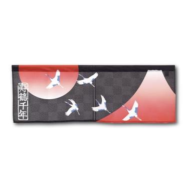 Imagem de Cortina Noren curta japonesa – 33,5 x 11,8 pol (85 x 30 cm) – Divisor de porta de tecido de renda para decoração de cozinha, entrada ou quarto – Feito no Japão (guindaste índigo)