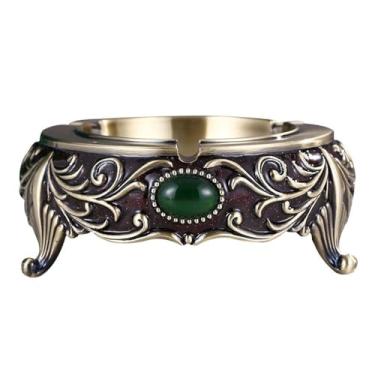 Imagem de Cinzeiros portáteis de metal padrão exclusivo para escritório, casa, hotel, sala de estar, mesa de trabalho, suporte de charuto, conjuntos de cinzeiros