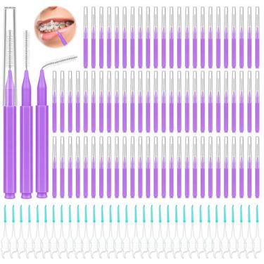 Imagem de Escovas interdentais Lezmarket 300PCS para aparelhos ortodônticos (rox