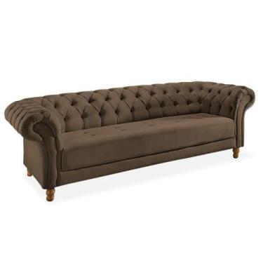Imagem de Sofá Chesterfield Forever 4 Lugares Veludo 2.44m Clássico - Pés Madeir