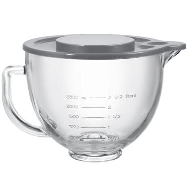 Imagem de LETOMS Tigela para batedeiras Kitchenaid de 4,5 litros e 5 litros, tigela de vidro com tampa e marcações de medição