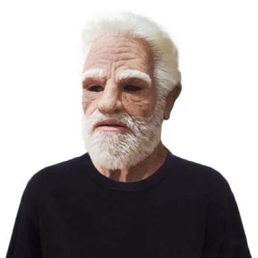 Imagem de Rrlihjgu Máscara Carnavália De Homem Idoso Realista,Disfarce Latex Ajustável Para Halloween Teatro Natal Cosplay - Capacete com Ajuste Personalizável Acessório de Disfarce Assustador para Carnaval