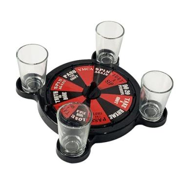Imagem de Conjunto de roleta preta com 4 taças de vinho muito suaves, giratórias, jogos de beber, tiros de roleta para jogos noturnos, jogos de cassino