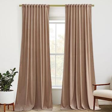 Imagem de StangH Cortinas extralongas 304,8 cm, cor bege, escurecimento da janela para sala de estar/sala de jantar/lavanderia, decorações de quarto de meninas, L 132 x C 120, 2 painéis