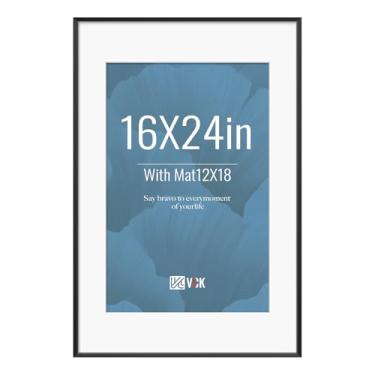 Imagem de VCK Moldura de pôster preta de 40,6 x 61 cm, moldura de alumínio – exibe pôsteres de 30,5 x 45,7 cm com tapete ou 40,6 x 61 cm sem, montagem na parede, decoração de casa para sala de estar, escritório