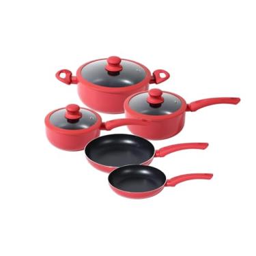 Imagem de Jogo de Panelas Antiaderente com Revestimento Cerâmico, 5 Peças, Indução, Vermelho