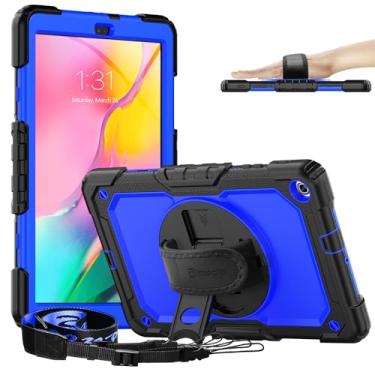 Imagem de Timecity Capa para Samsung Galaxy Tab A 10.1 2019, serve apenas (SM-T510/SM-T515/SM-T517), à prova de quedas com alça de mão, protetor de tela, suporte para lápis para Galaxy Tab A 10.1 - azul escuro