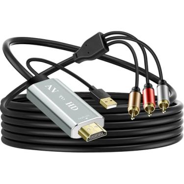 Imagem de PASOW Conversor RCA para HDMI para Smart TV - composto AV para HDMI 1080P adaptador de áudio e vídeo de liga de alumínio para VCR/DVD/VHS Player/Roku/PS2 console de jogos/N64/Wii - 1,8 m (prata)