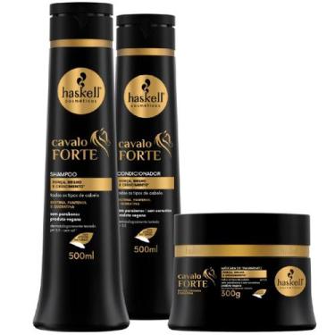 Imagem de Kit Haskell Cavalo Forte Shampoo Condicionador 500ml Máscara Tratament