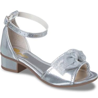 Imagem de Sandália Infantil Feminina Social Com Saltinho - Pepite, Prata, 33