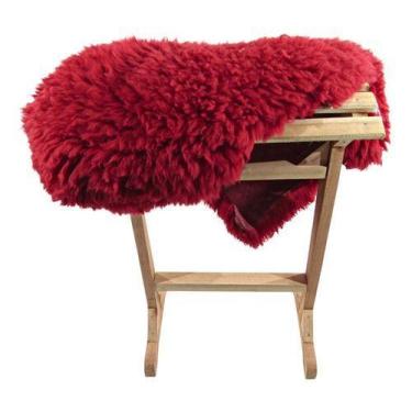 Imagem de Pelego Vermelho Pele De Carneiro/Ovelha Escovado Montaria e Decoração 