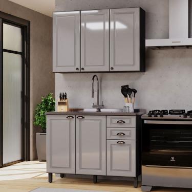 Imagem de Cozinha Compacta Firenze 6 Portas 2 Gavetas 6171.158 Cinza/Titânio - Indékes