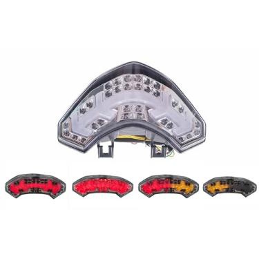 Imagem de Adequado para Ducati 2010-2014 Multistrada 1200 / 1200S / Sport/PIKES PEAK/TOURING/Gran Turismo; luz traseira de freio com seta integrado (transparente, flash LED estilo 1)