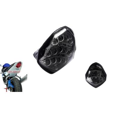 Imagem de TOPZONE Adequado para Suzuki 2003-2004 GSX-R1000; 35710-18G31; Luz traseira de freio de LED com função de indicadores de seta integrada (moke)